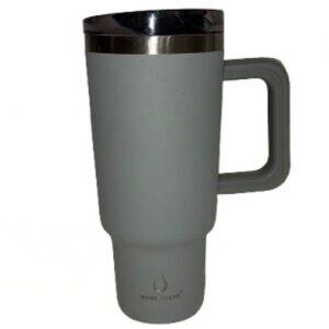 Hydro Clear TUMBLER Gray Insulated Travel Mug with handle TO GO CUP THERMOS